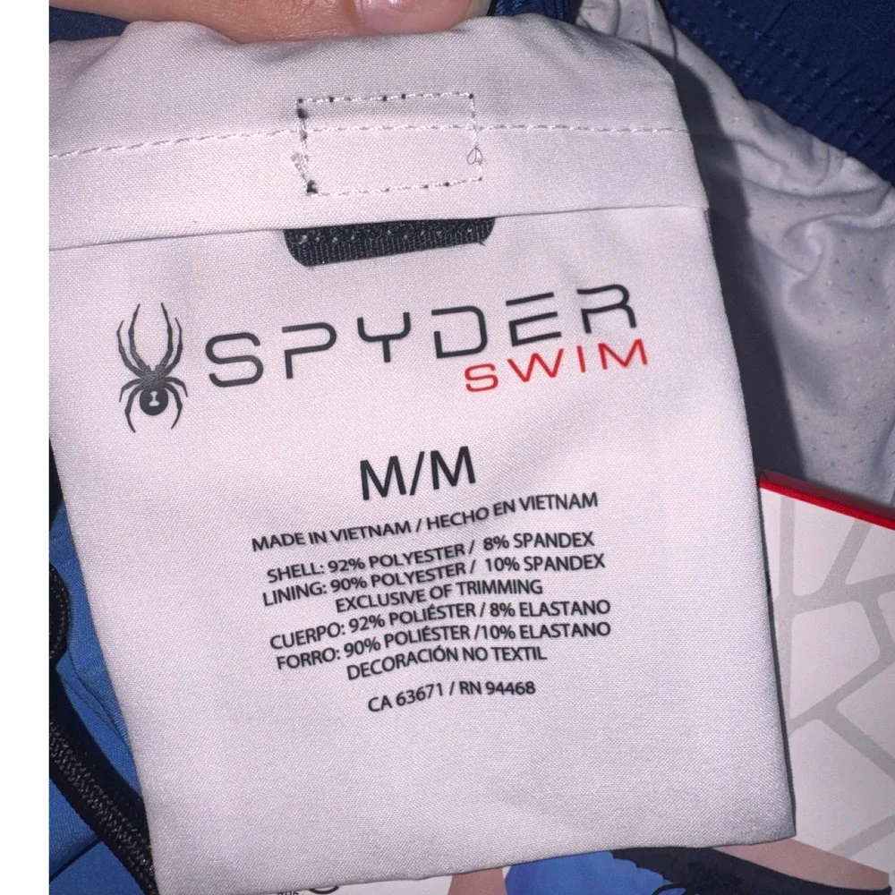 Spyder Swim Mens Blue Board Shorts Trunks Quick Dry UV Protection Size M NWT
